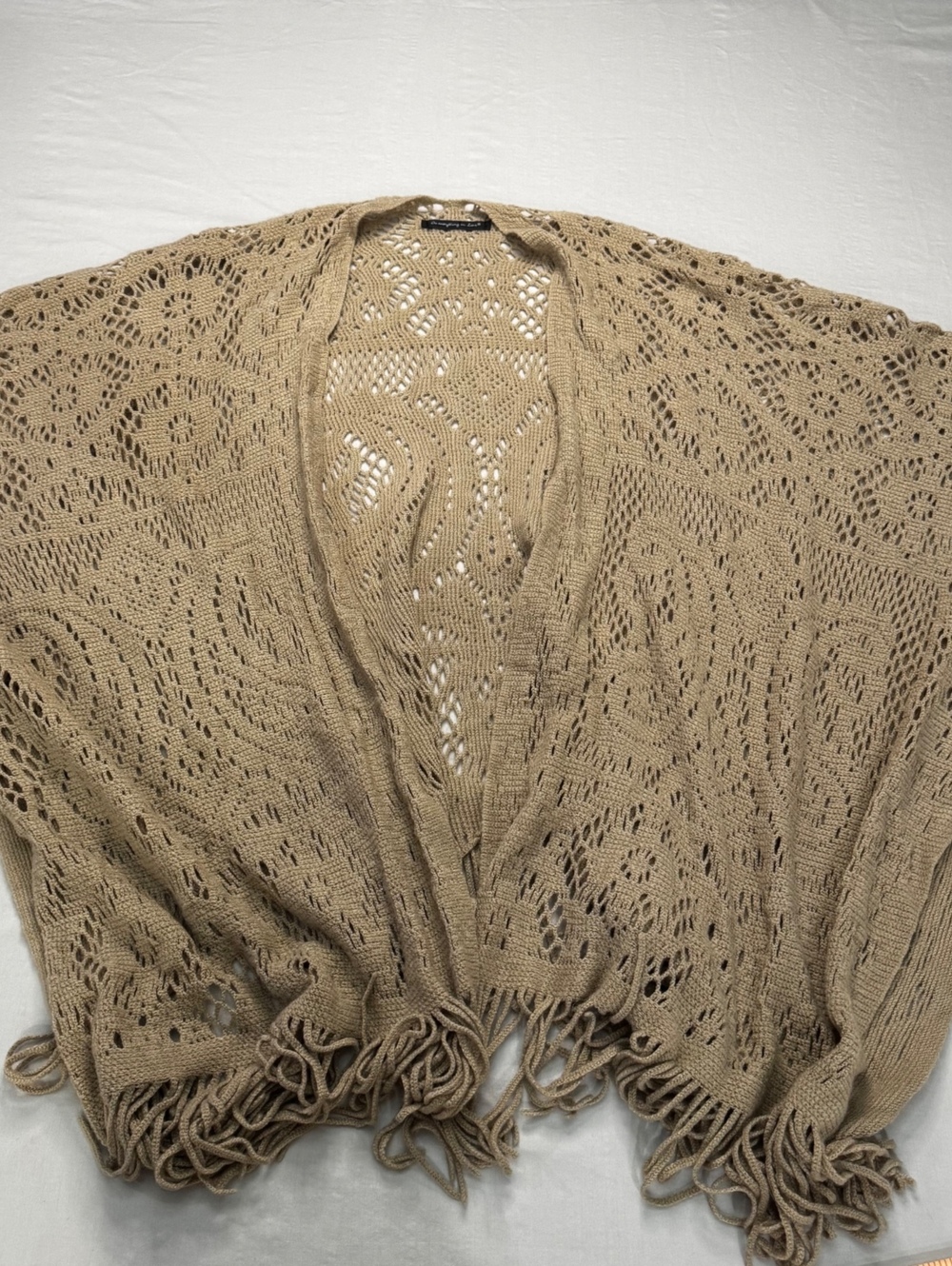 Do Everything In Love Crochet Cardigan Kimono One Size Boho Fringe Open Front